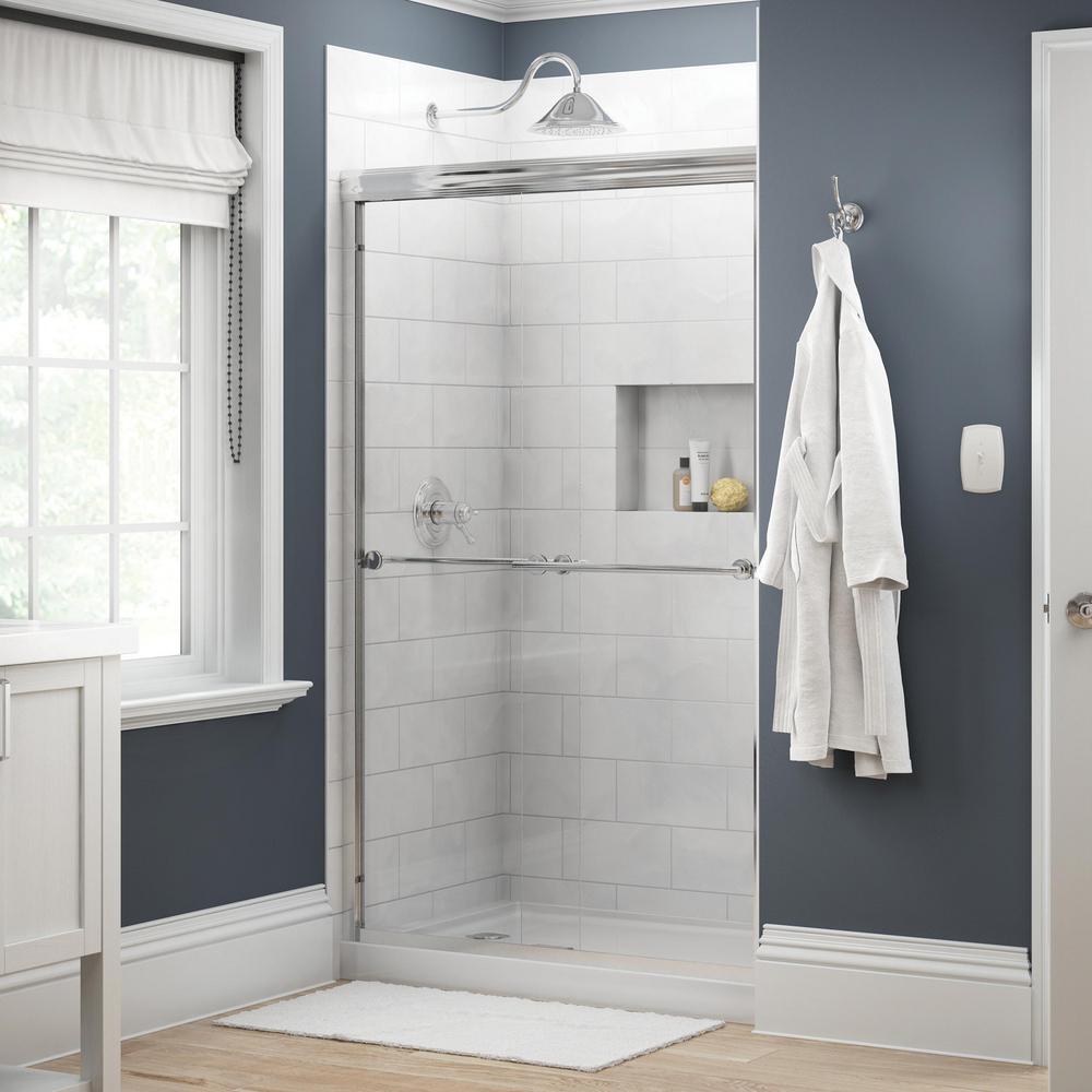 Delta Everly 48 in. x 70 in. Semi-Frameless Traditional Sliding Shower ...