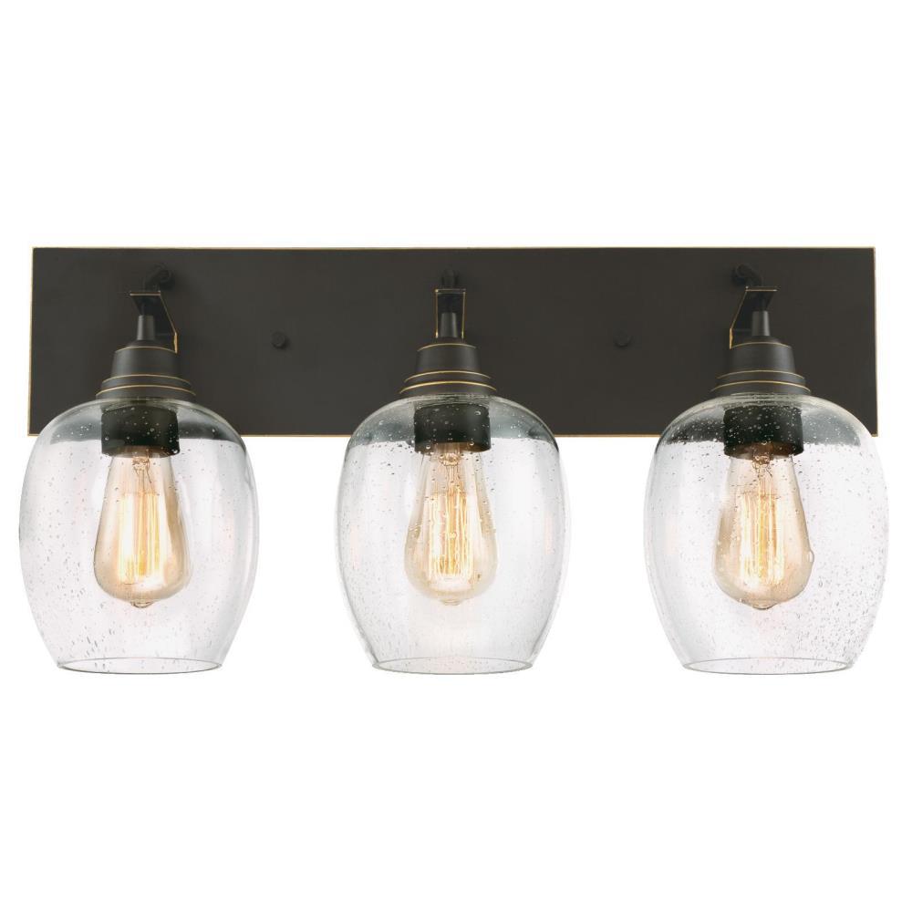 Globe Bronze Vanity Lighting The Home Depot Eldon 3 Light Oil Rubbed Bronze With Highlights Wall Mount Bath