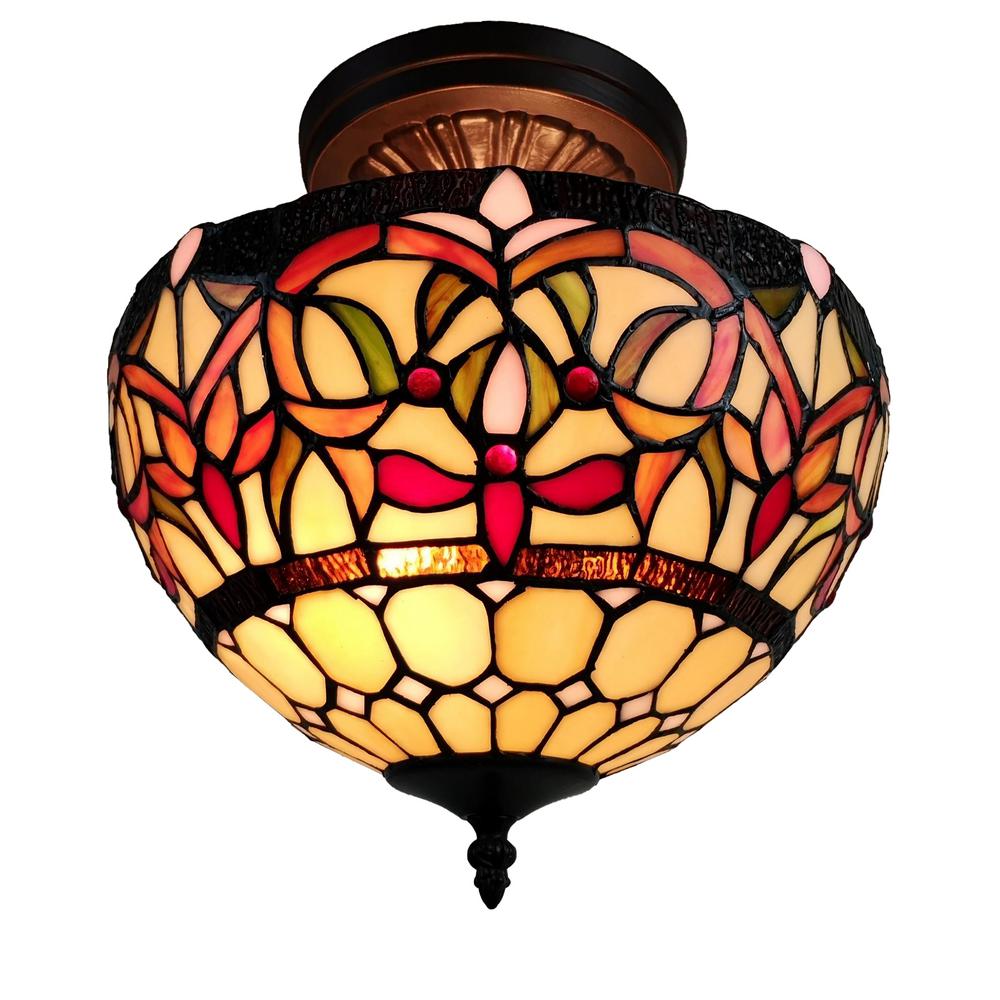 Amora Lighting 2 Light Tiffany Style Pendant With Gl Shade Tiffany Style Pendant With Gl Shade