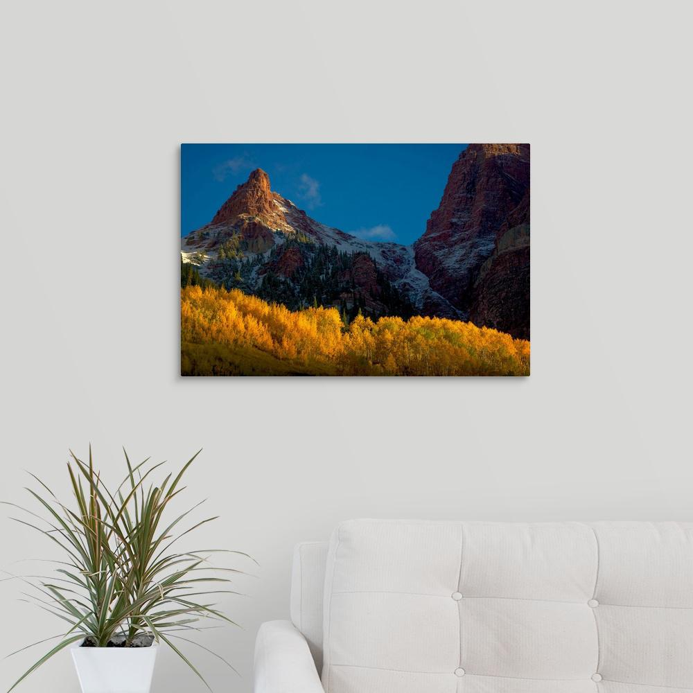 Greatbigcanvas Sunlight On The Peak And Aspens Maroon Bells Wilderness White Rive By Joseph Roybal Canvas Wall Art 24 24x16 The Home Depot