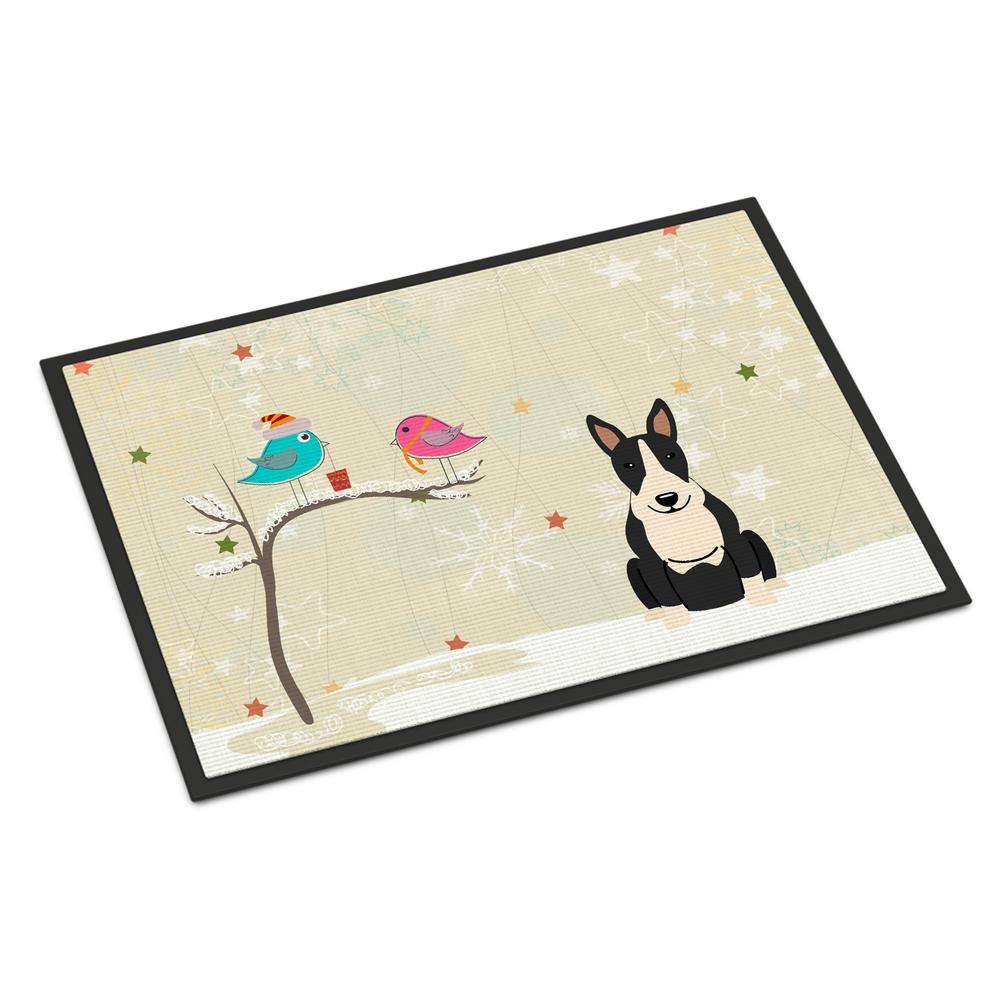 Caroline S Treasures 18 In X 27 In Indoor Outdoor Christmas Presents Between Friends Bull Terrier Black White Door Mat