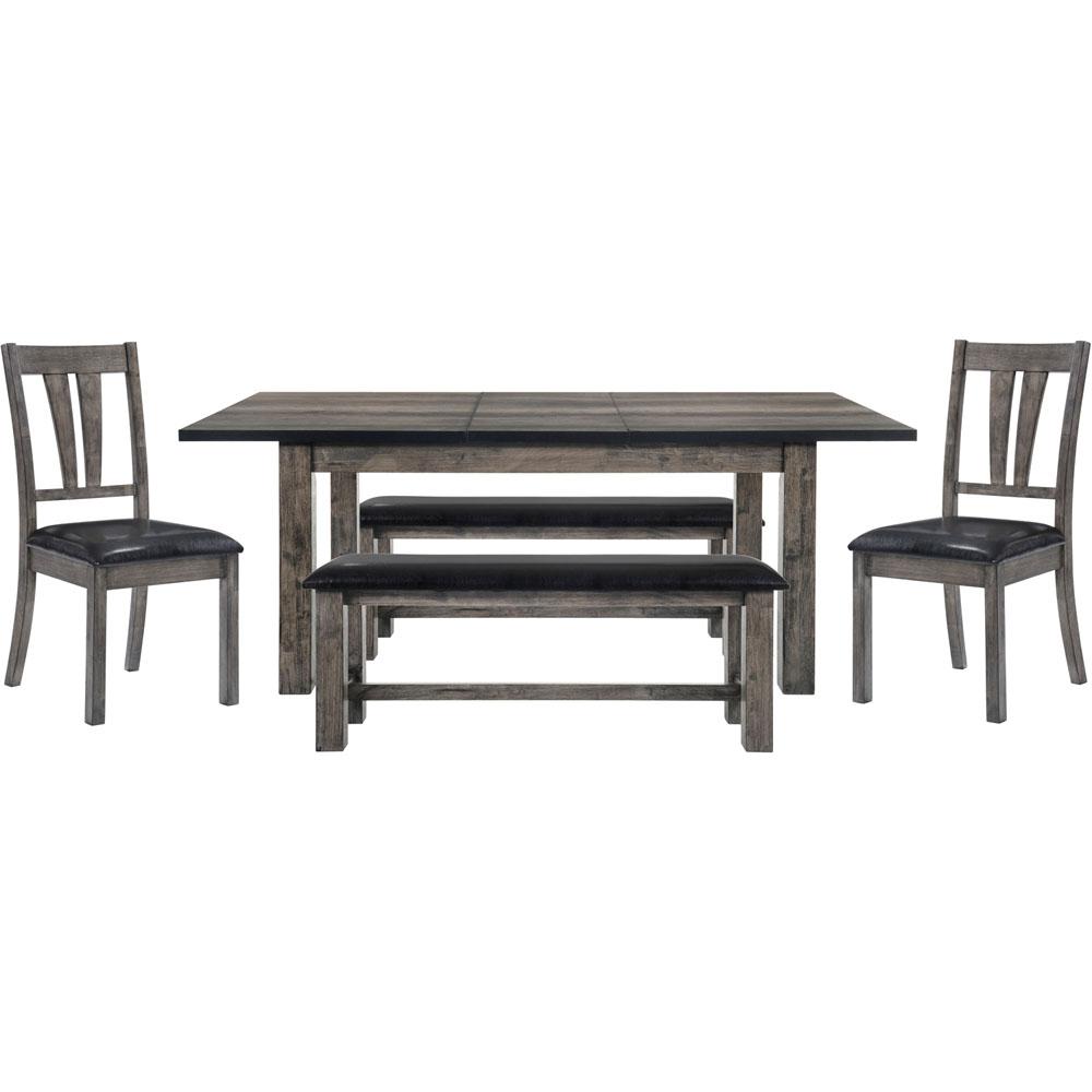 Cambridge Drexel 5 Piece Weathered Gray Dining Set Table 2 Side Chairs And 2 Benches 99001 Pu5pc2 Wg The Home Depot