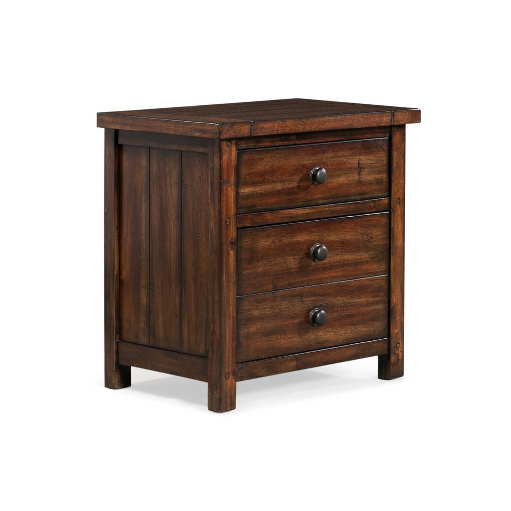 Rustic Nightstands Bedroom Furniture The Home Depot Danner 3 Drawer Chestnut Nightstand