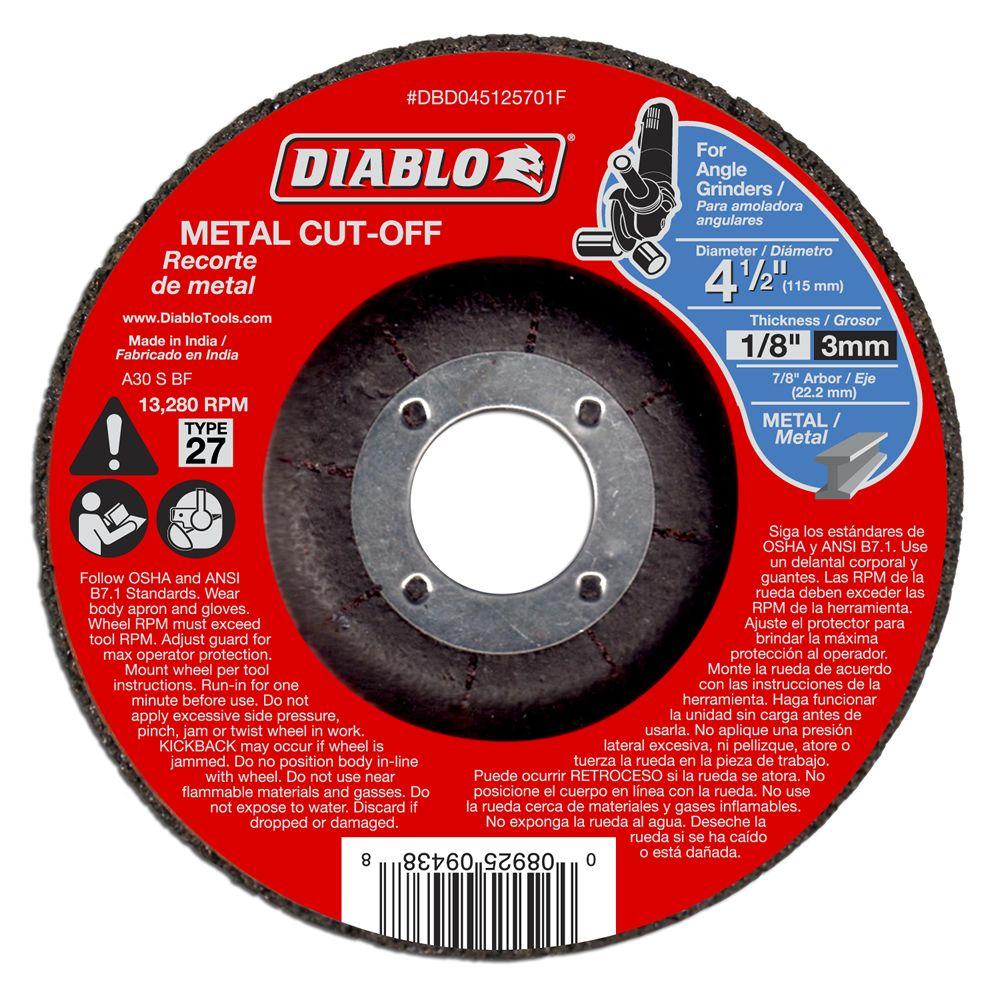 DIABLO 4-1/2 in. x 1/8 in. x 7/8 in. Metal Cut-Off Disc with Type 27 Depressed Center (10-Pack)