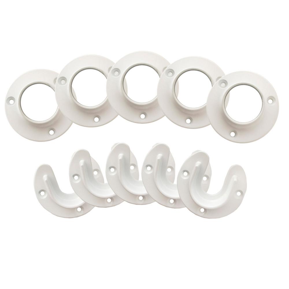 Design House 13/8 in. White Closet Pole Socket (5Pack)182717 The