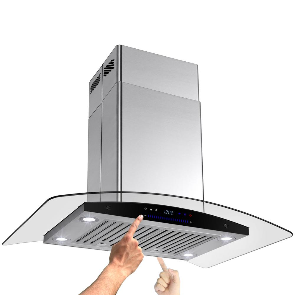 AKDY 30 in. Convertible Kitchen Island Mount Range Hood in Stainless