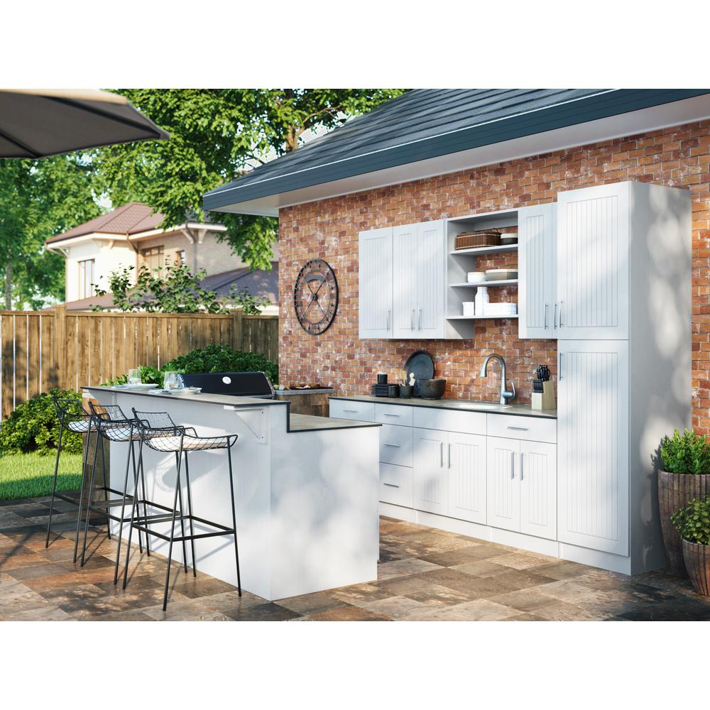 WeatherStrong Assembled 36x345x24 In Naples Island Sink Outdoor Kitchen Base Cabinet With 2 Doors In Radiant White WSISB36 NRW The Home Depot