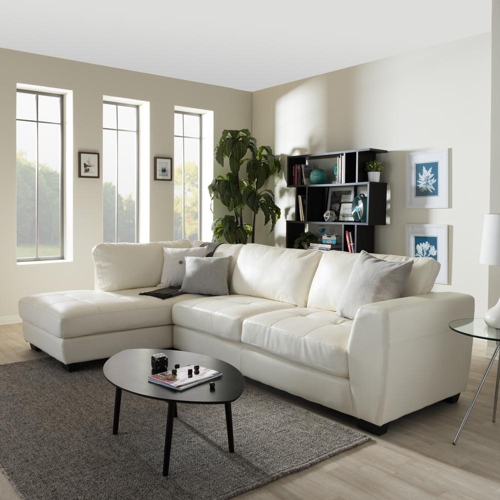 Baxton Studio Orland 2 Piece Contemporary White Faux Leather