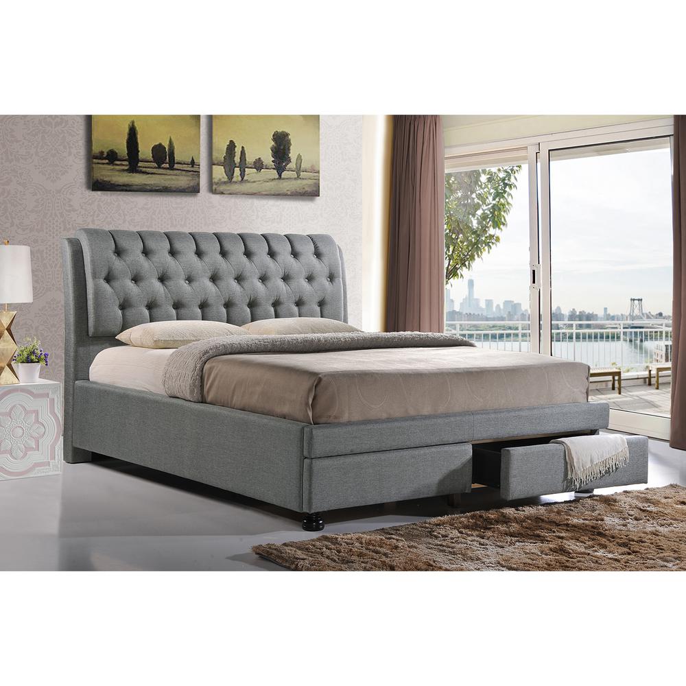Baxton Studio Ainge Transitional Gray Fabric Upholstered King Size Baxton Studio Ainge Transitional Gray Fabric Upholstered King Size Bed 28862 6088 Hd The Home Depot