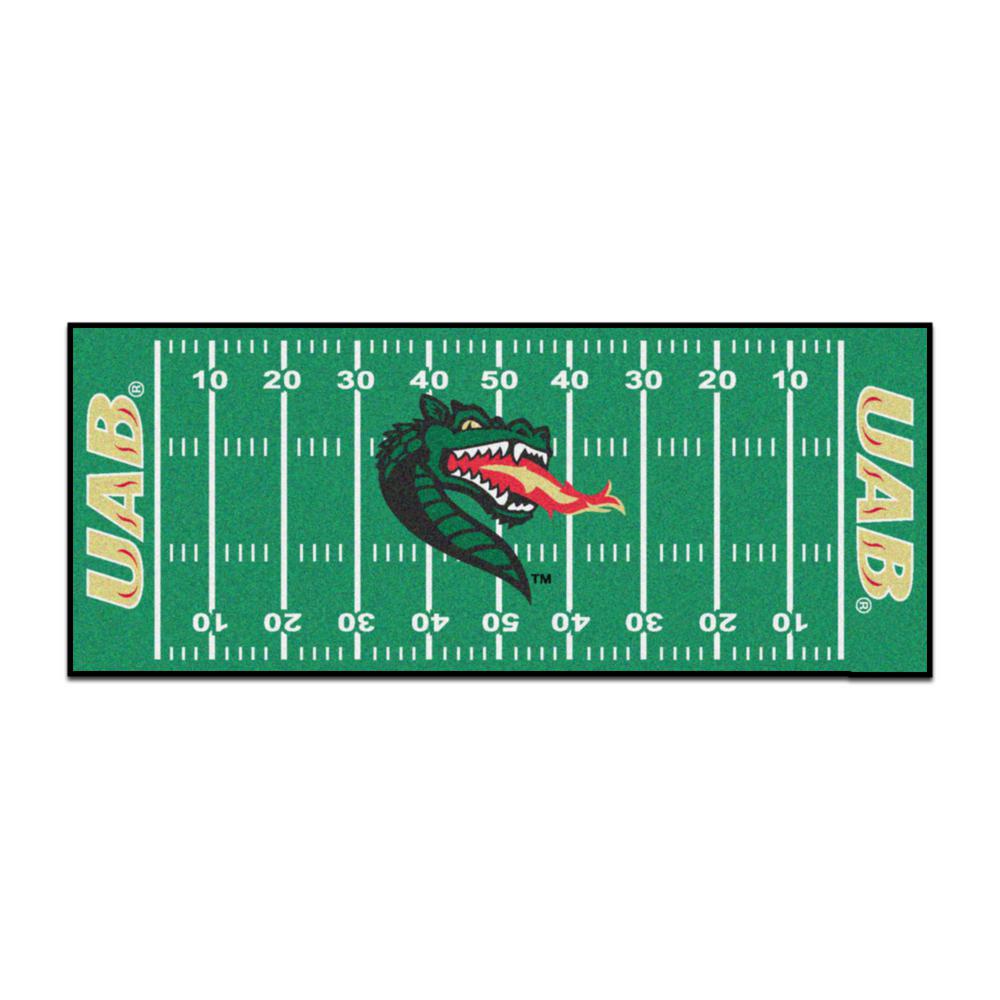 Fanmats Ncaa University Of Alabama Birmingham Green 3 Ft X 6 Indoor Football Field Runner Rug 19552 The Home Depot