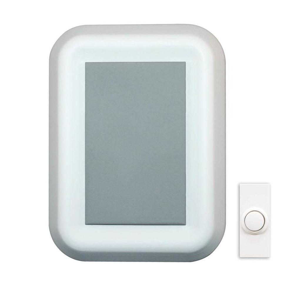 Heath Zenith Wireless Battery Operated Door Bell, White with Gray Insert by Heath Zenith
