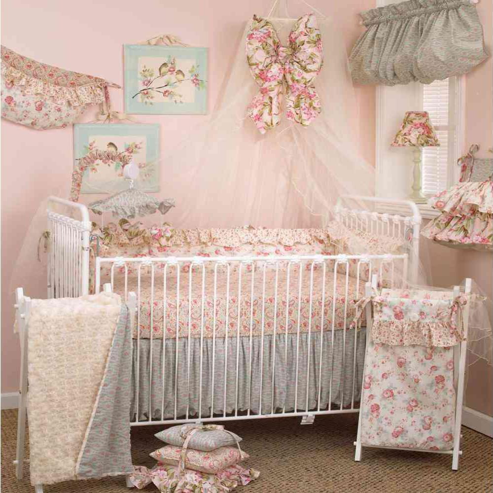 Tea Party Cotton 4 Sectional Crib Bumper Pads