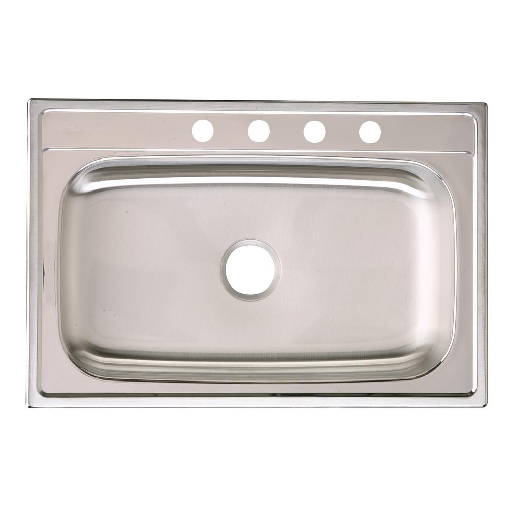 Elkay Signature Drop In Stainless Steel 33 In 4 Hole Single Bowl Kitchen Sink
