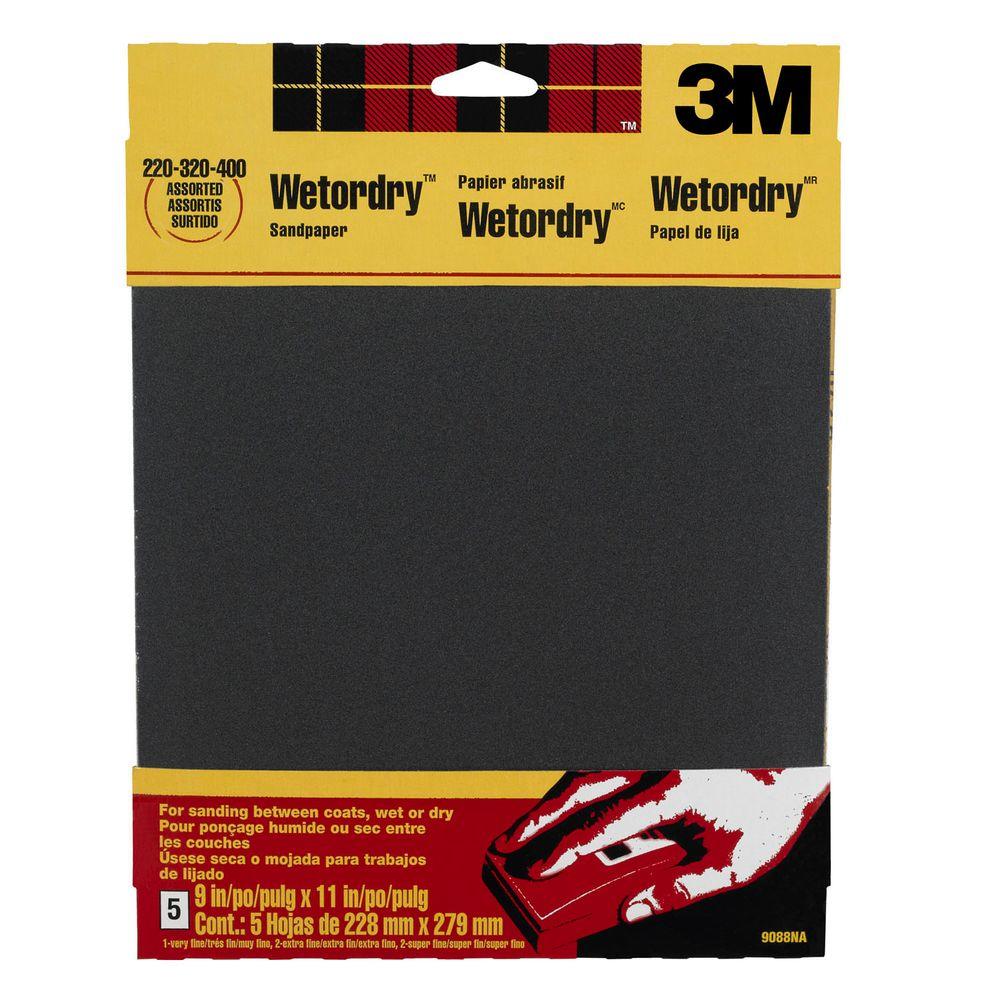3M 9 inch x 11 inch 220, 320, 400-Grit Fine, Extra Fine, and Super Fine Silicon... by 3M