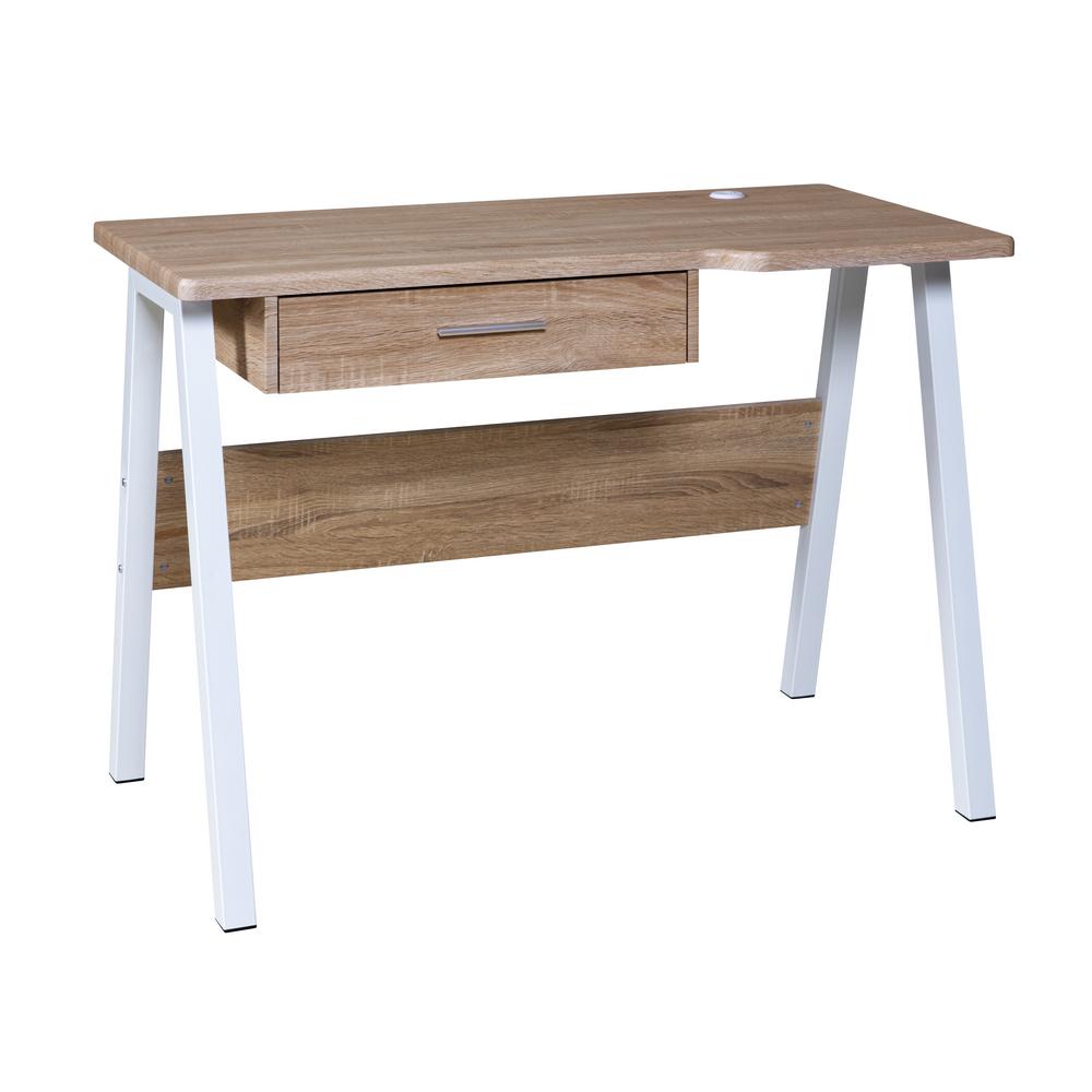 Onespace Basics Desk With Drawer And Dual Usb Charging Station Oak Onespace Basics Desk With Drawer And Dual Usb Charging Station Oak