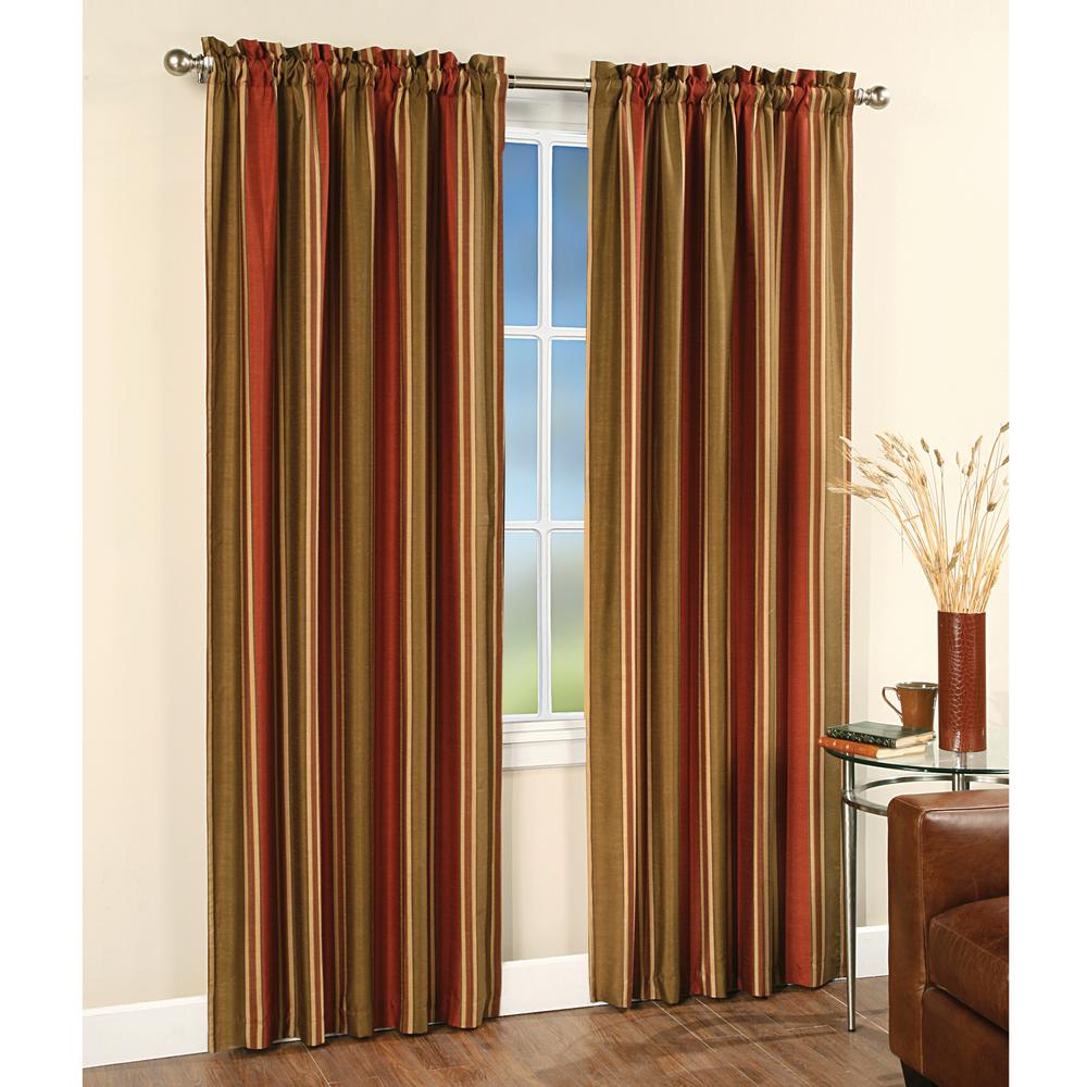 Faux Silk Stripe Panel 42 In W X 95 In L In Burgundy 1q51600aby