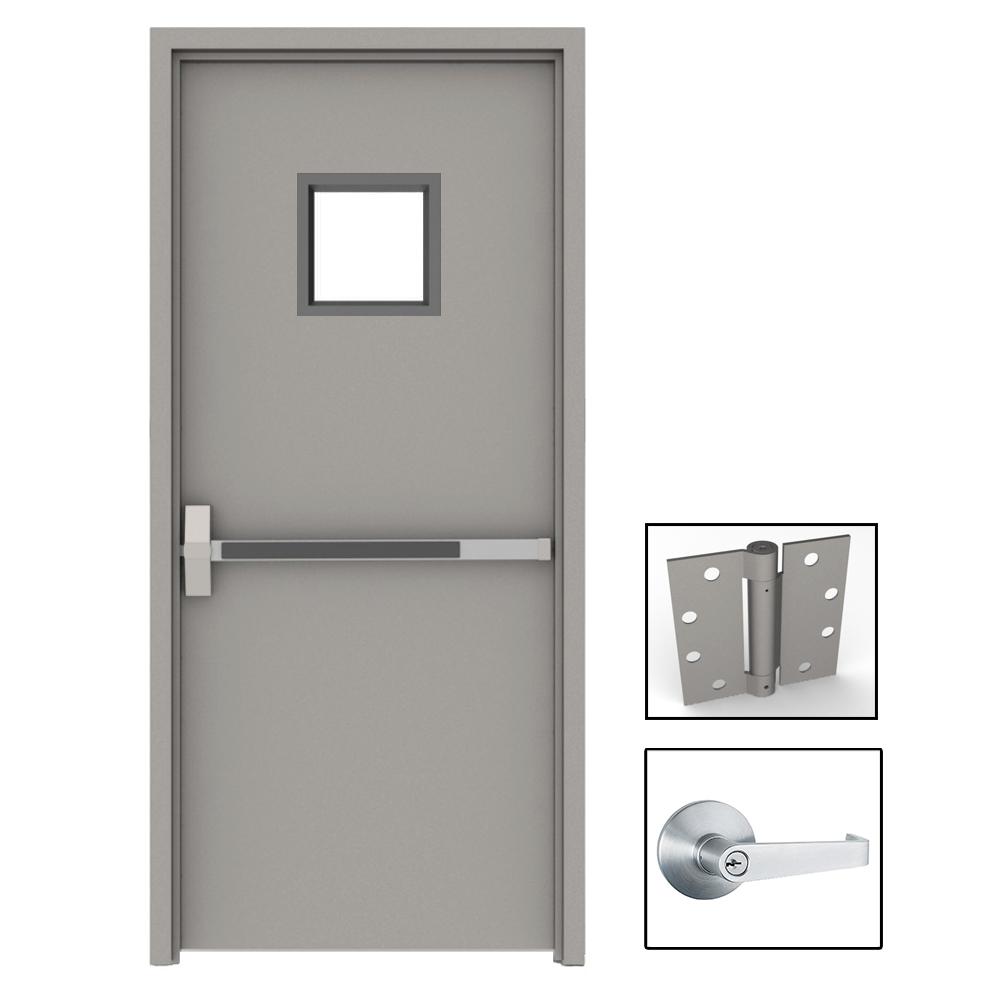 36 in. x 84 in. Gray Flush Exit with 10x10 VL RightHand Fireproof
