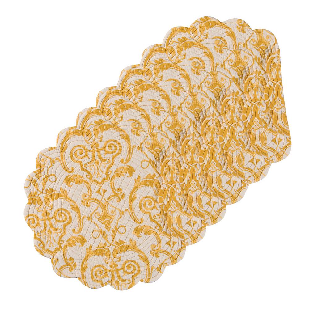 C F Home Florence Round Yellow Placemat Set Of 6 862601686s6 C F Home Florence Round Yellow Placemat Set Of