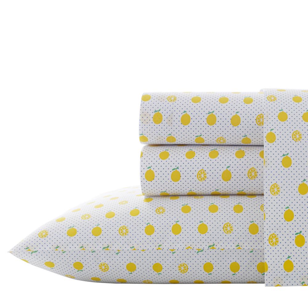 Poppy Fritz Poppy Fritz Cotton Percale Printed 4 Piece Yellow