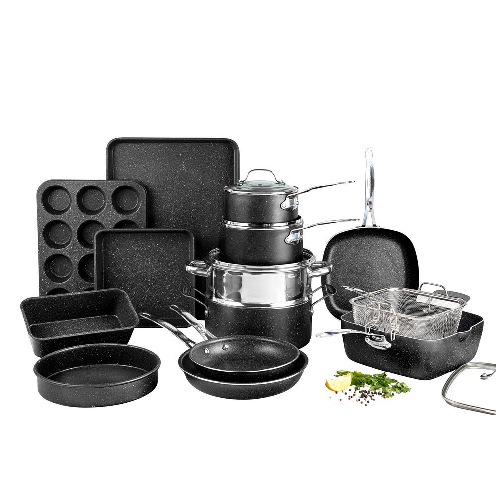 Granitestone - 20pc Complete Cookware Non Stick Complete Cookware and Bakeware Set - Gray