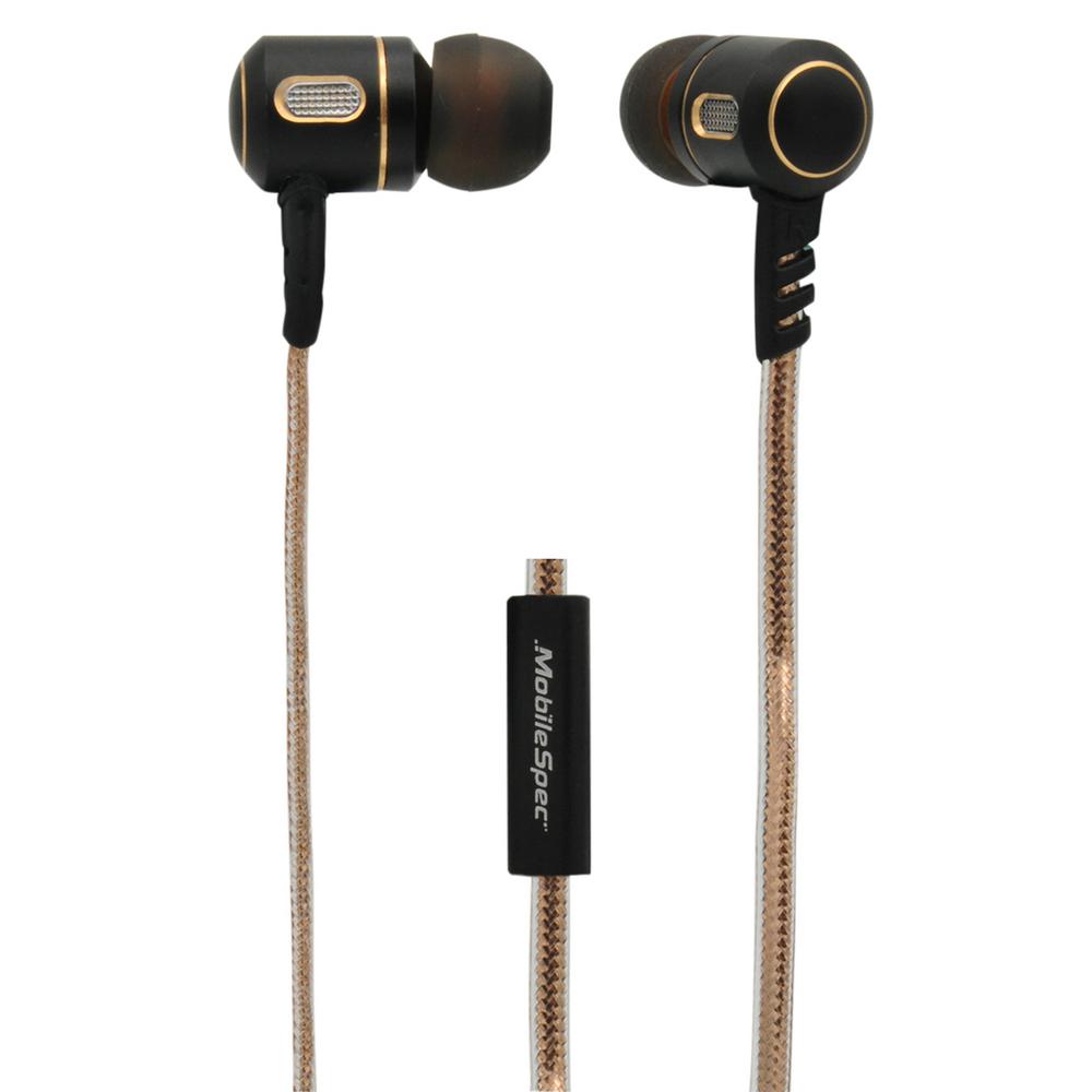 Premium Stereo Metal Earbuds with InLine Mic, Gold/GraphiteMBS10153