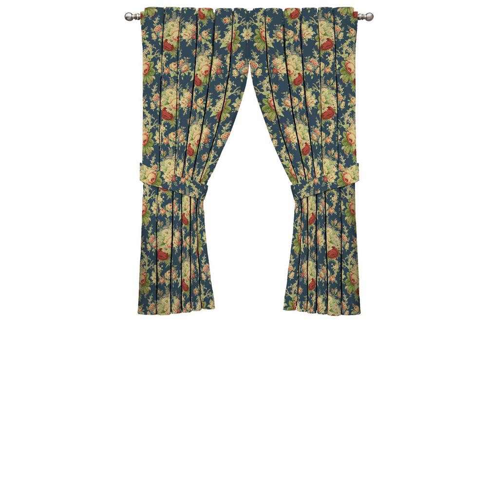 Waverly Sanctuary Rose Fl Window Curtain Panel In Hertiage Blue Sanctuary Rose Fl Window Curtain Panel In Hertiage Blue 52 W X 63 L