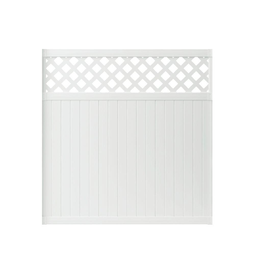 Veranda Lewiston 6 Ft H X 6 Ft W White Vinyl Lattice Top Fence Panel 128011 The Home Depot