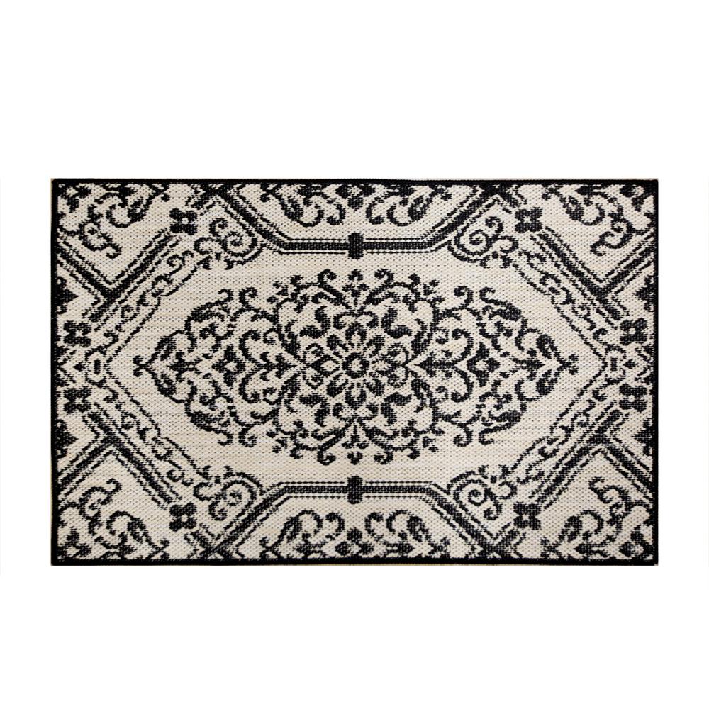 Home Dynamix Cafe Jardin Beige Black 236 In X 354 In Kitchen Mat