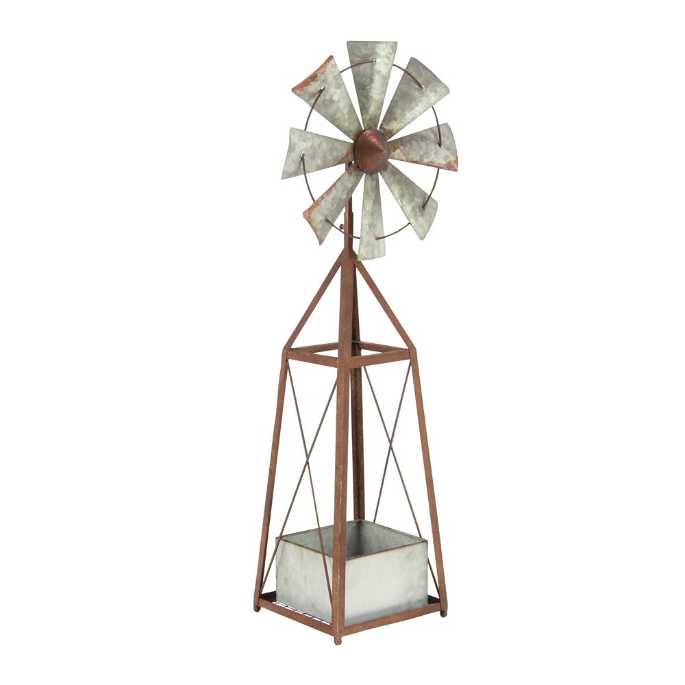 Litton Lane Brown and Gray Iron and Zinc Windmill Planter 65688 - The ...