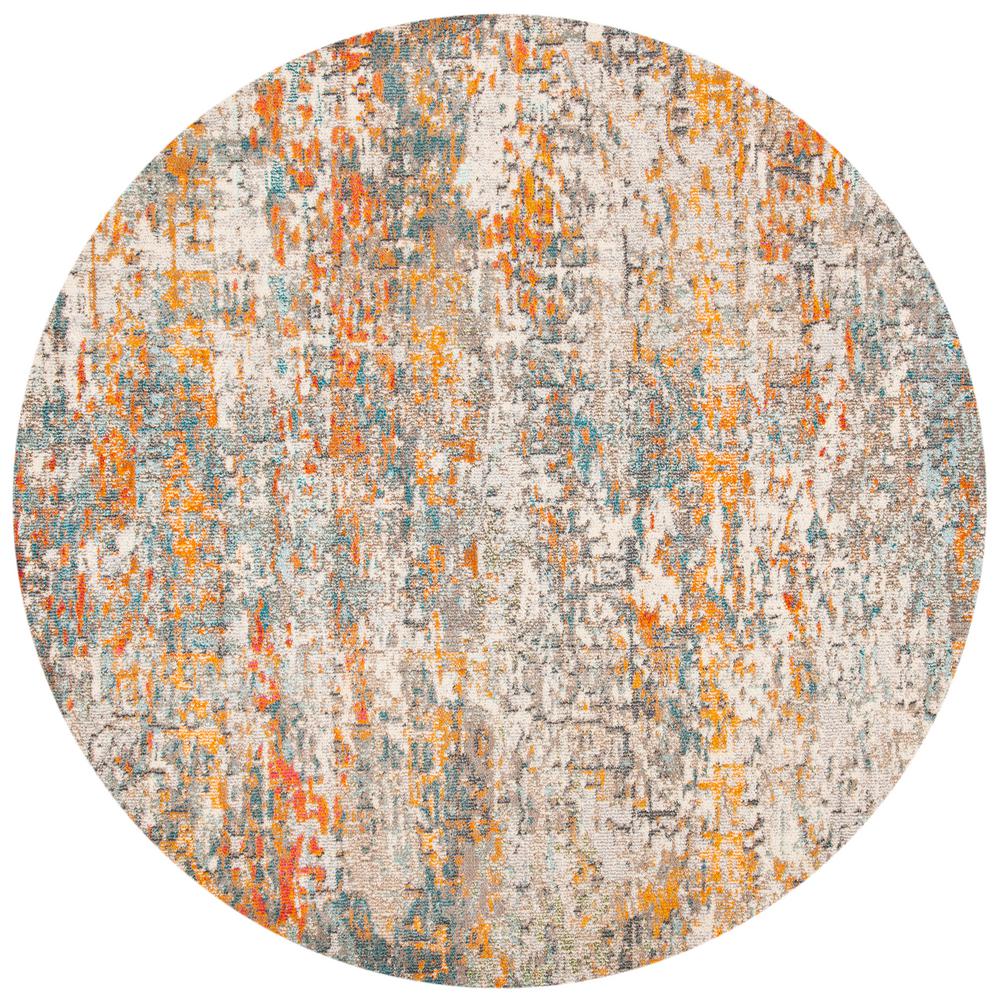 Safavieh Madison Gray/Orange 5 ft. x 5 ft. Round Area RugMAD460F5R