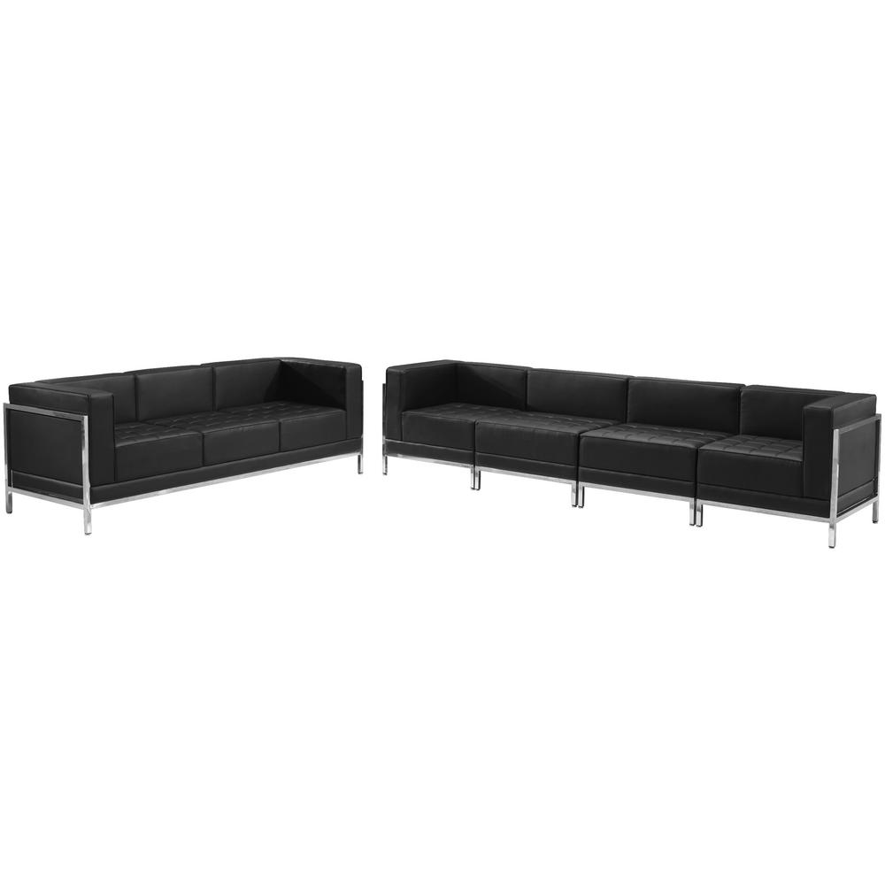 Hercules Imagination Series Black Leather Sofa Set 5 Pieces