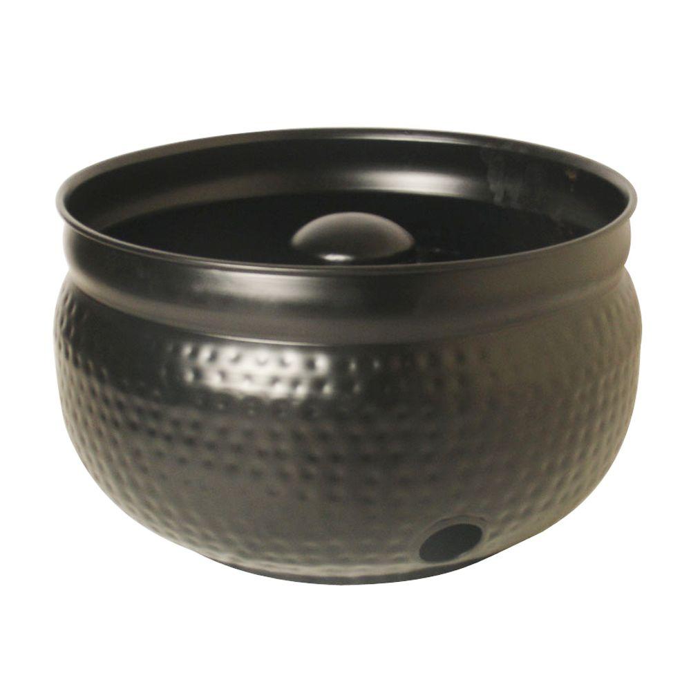 18 In Round Hammered Hose Pot In Black Ds 9551 The Home Depot
