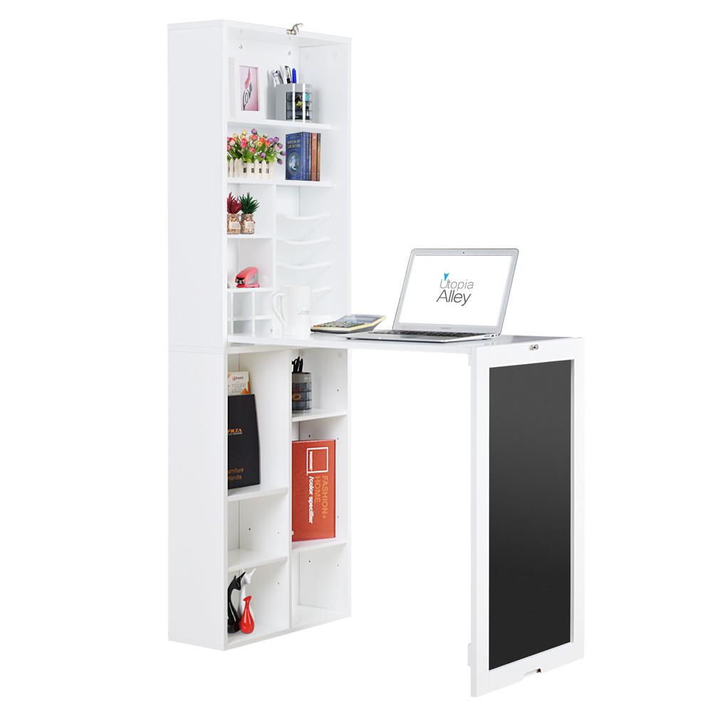 Utopia Alley White Collapsible Fold Down Desk Table Wall Cabinet