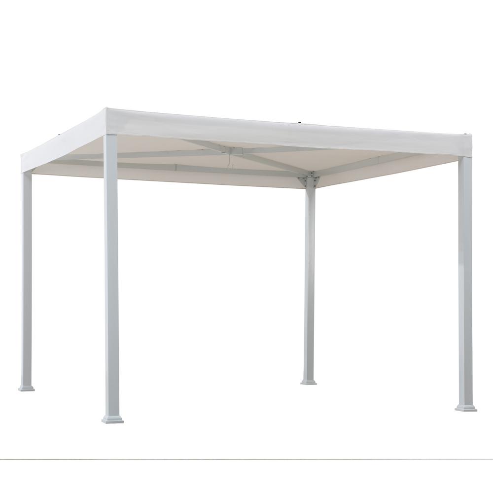 Sunjoy Melville 10 ft. x 10 ft. Modern White Steel Gazebo with White