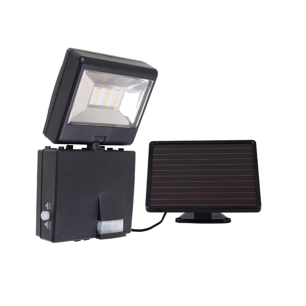 Link2home Super Bright Black 400 Lumen Motion Activated Outdoor Integrated Led 6500k Solar Powered Landscape Flood Light