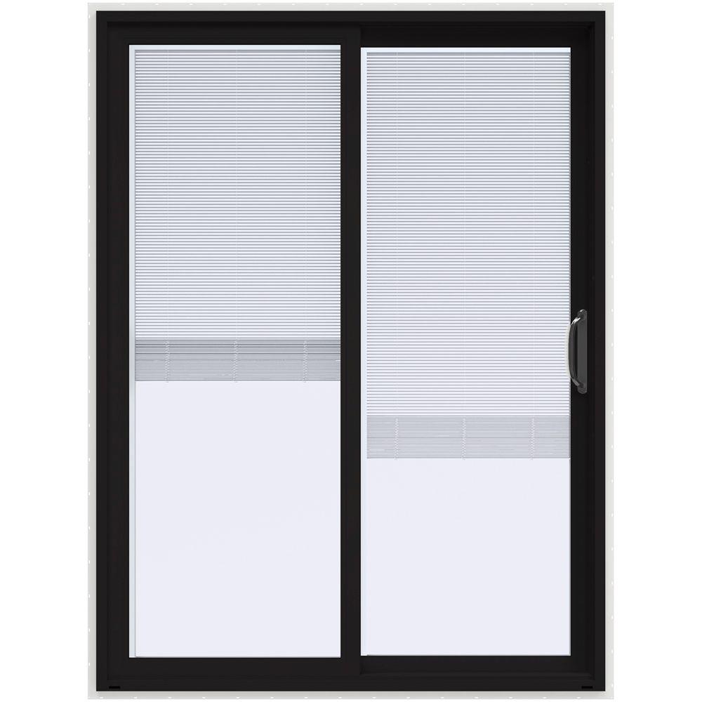 JELDWEN 60 in. x 80 in. V4500 Black Prehung Right Hand Sliding Vinyl