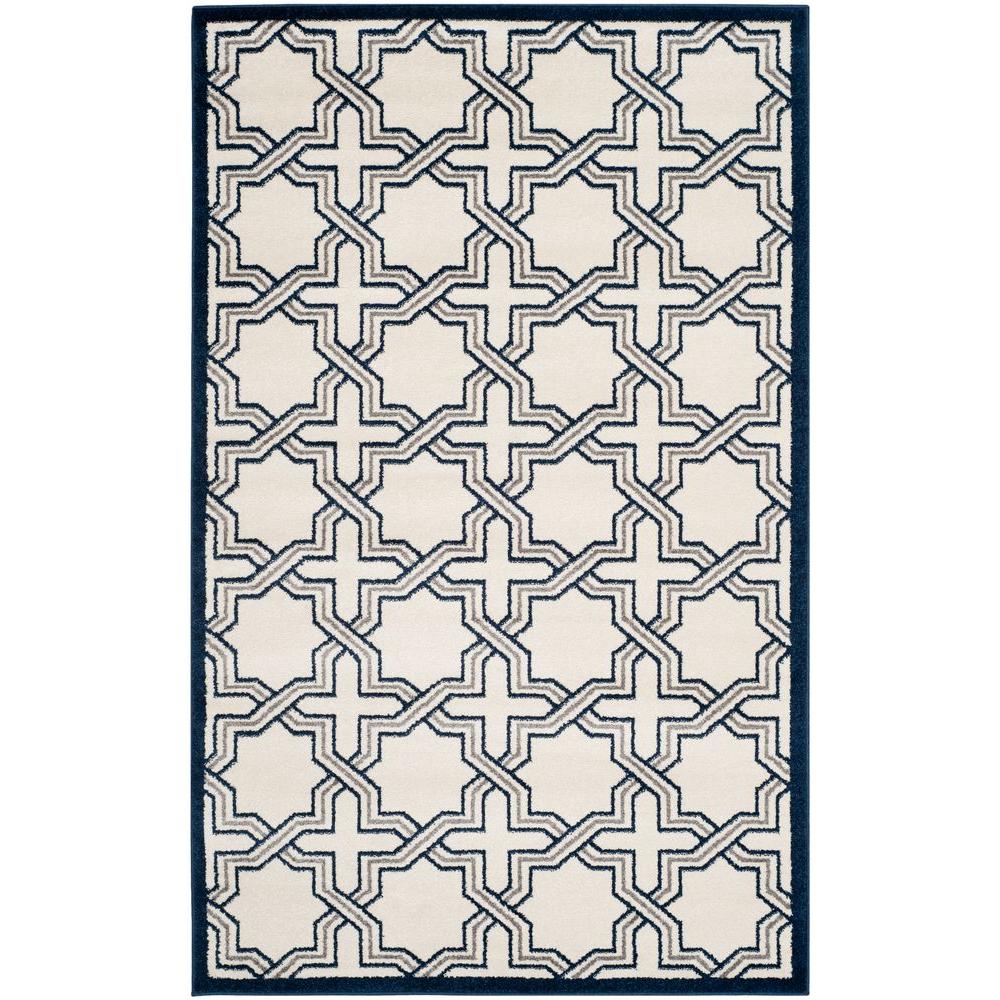 Safavieh Amherst Ivory/Navy 4 ft. x 6 ft. Indoor/Outdoor Area Rug