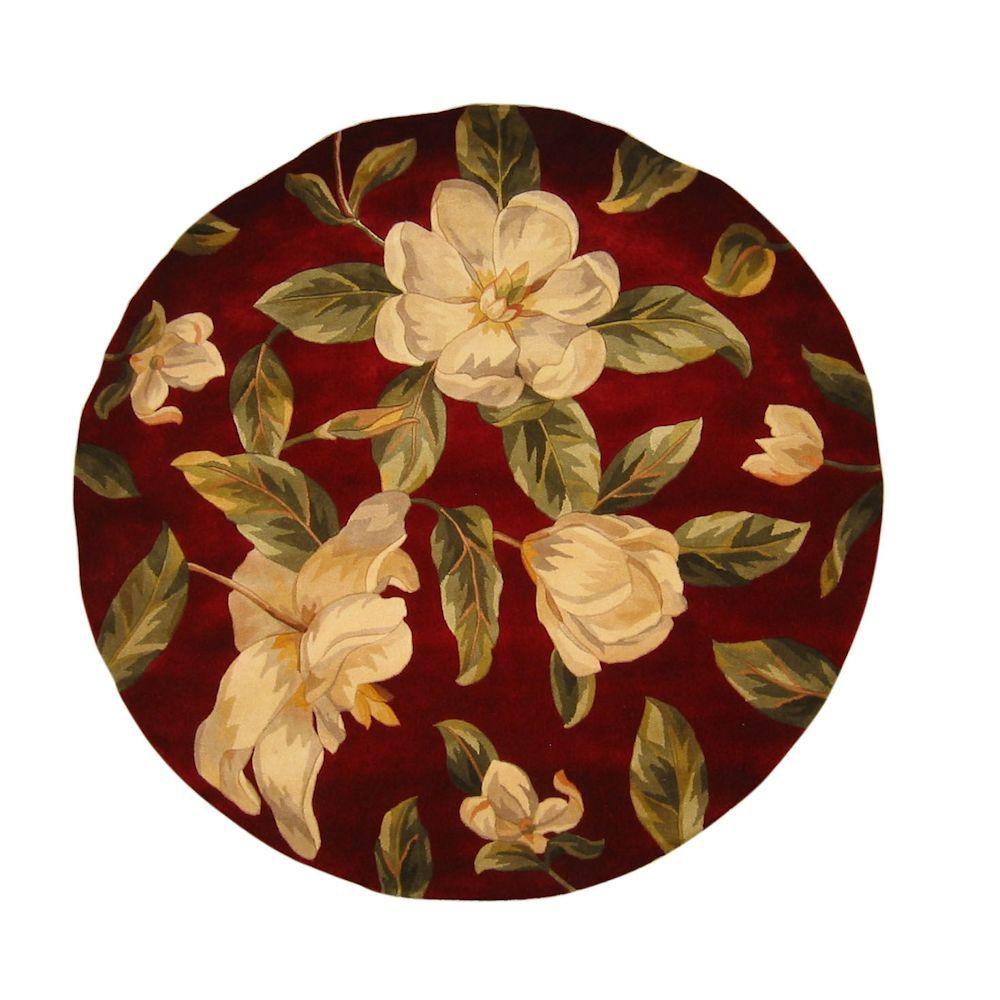 Kas Rugs Southern Magnolia Ruby 5 ft. 6 in. x 5 ft. 6 in. Round Area RugCAT076056X56RO The
