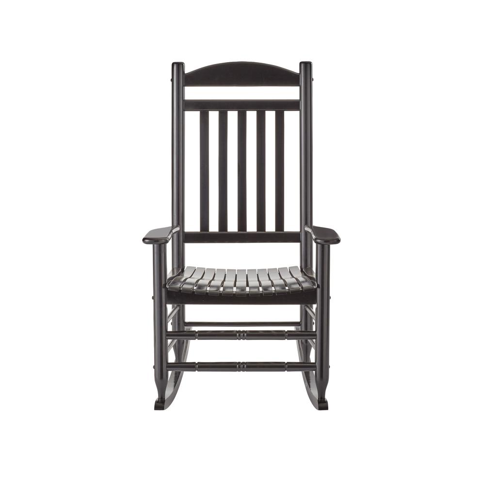 Hampton Bay Black Wood Outdoor Rocking Chair It 130828b The Home