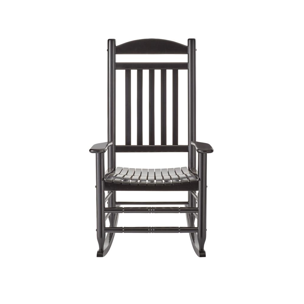 Hampton Bay Black Wood Outdoor Rocking Chair