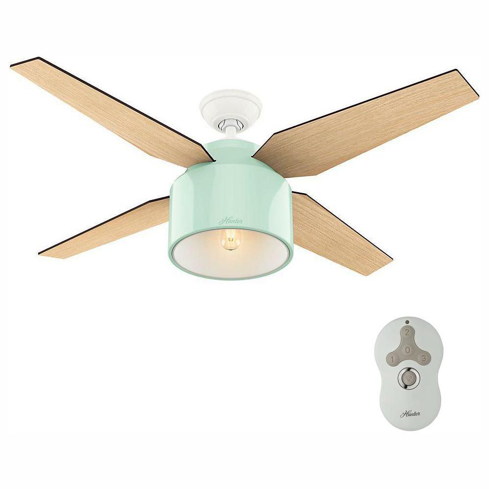 Hunter Cranbrook 52 In Indoor Mint Ceiling Fan With Led Light