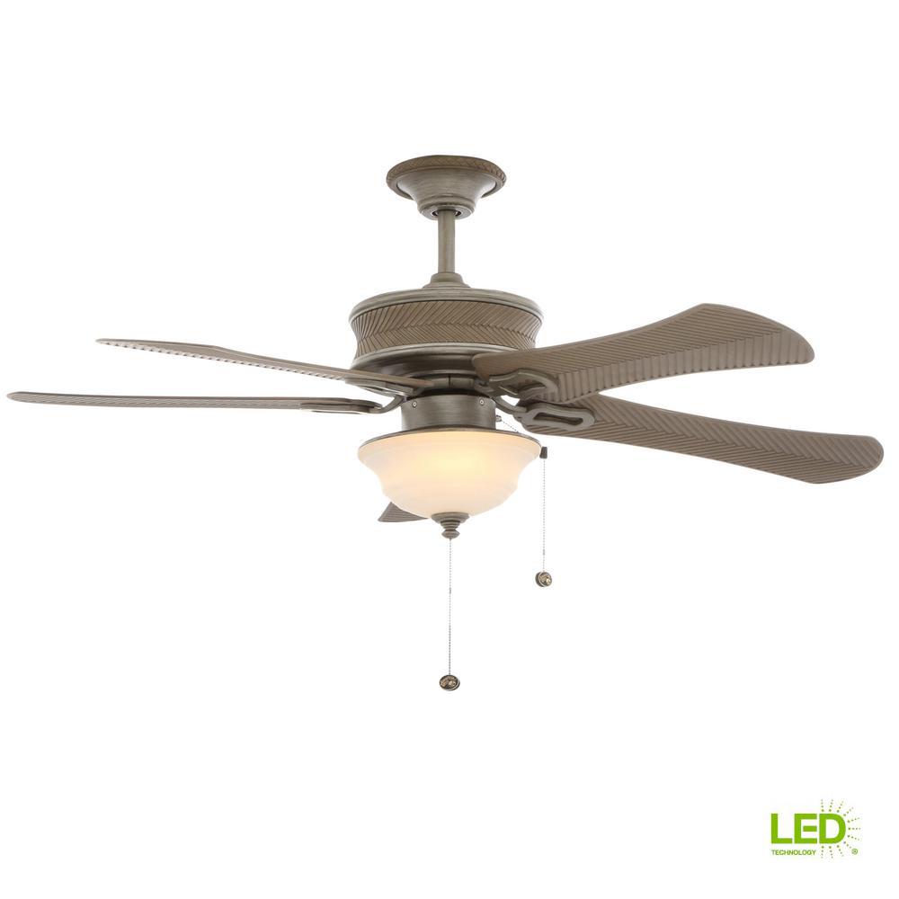 Silver ceiling fan with light