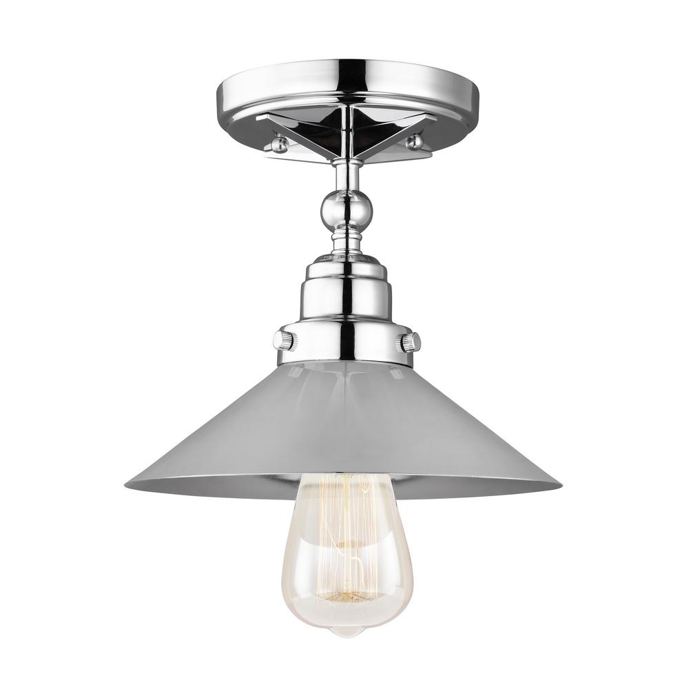 Feiss Hooper 1 Light Chrome Flush Mount Feiss Hooper 1 Light Chrome Flush Mount