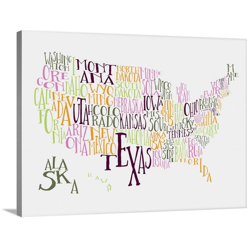 Teen Spirit Us Typography Map By Inner Circle Canvas Wall Art