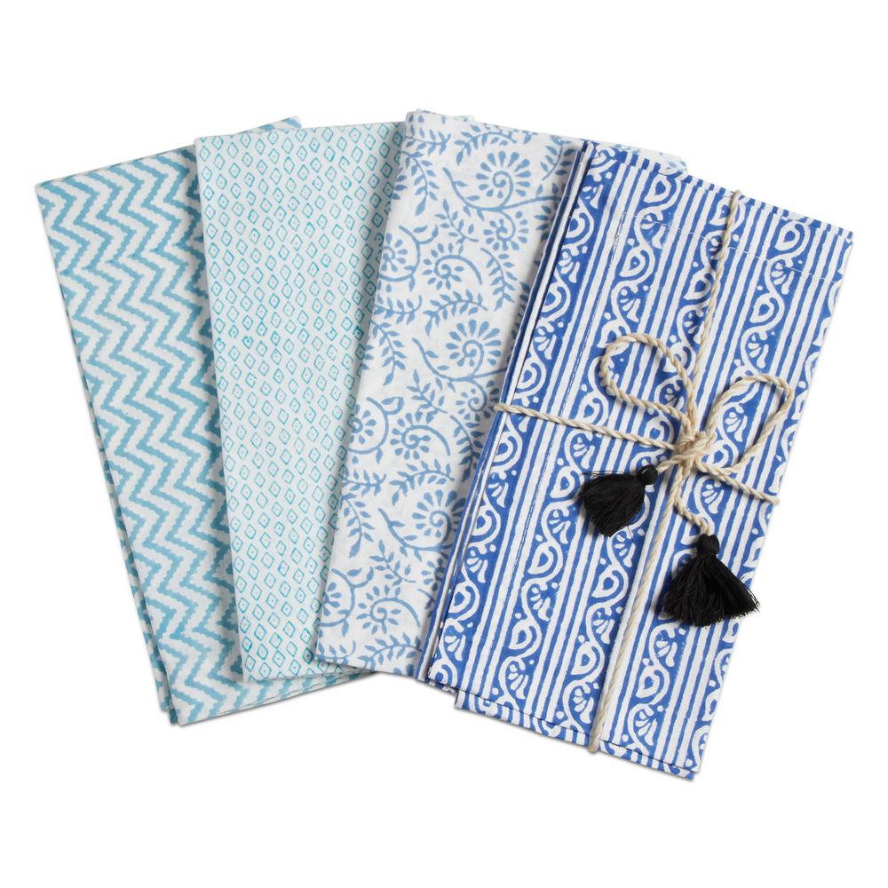 Tag 20 in. x 20 in. Blue Bali Block Print Napkin (4Pack)TAG206892