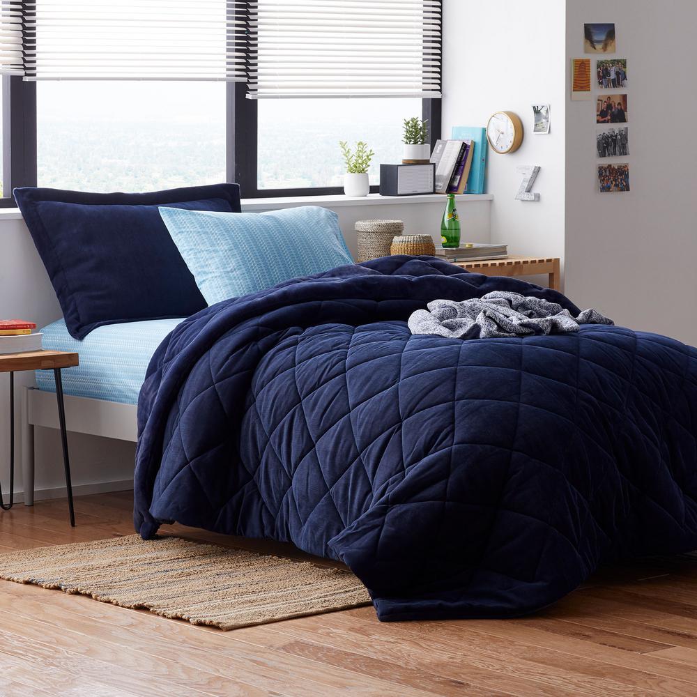 The Company Store Cheyenne Reversible Blue Bell Solid Twin Comforter 50395e T Blue Bell The Home Depot