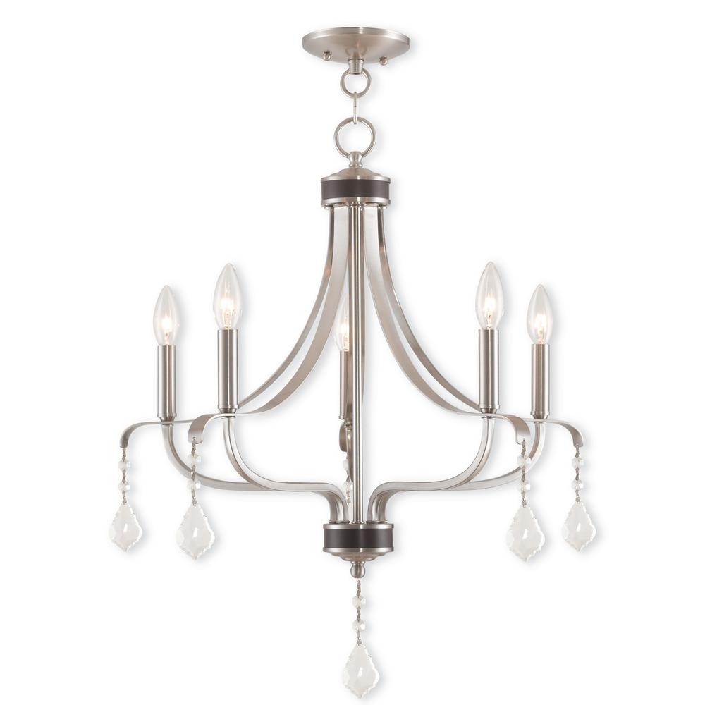 Livex Lighting Laurel 5 Light Brushed Nickel Chandelier Livex Lighting Laurel 5 Light Brushed Nickel Chandelier