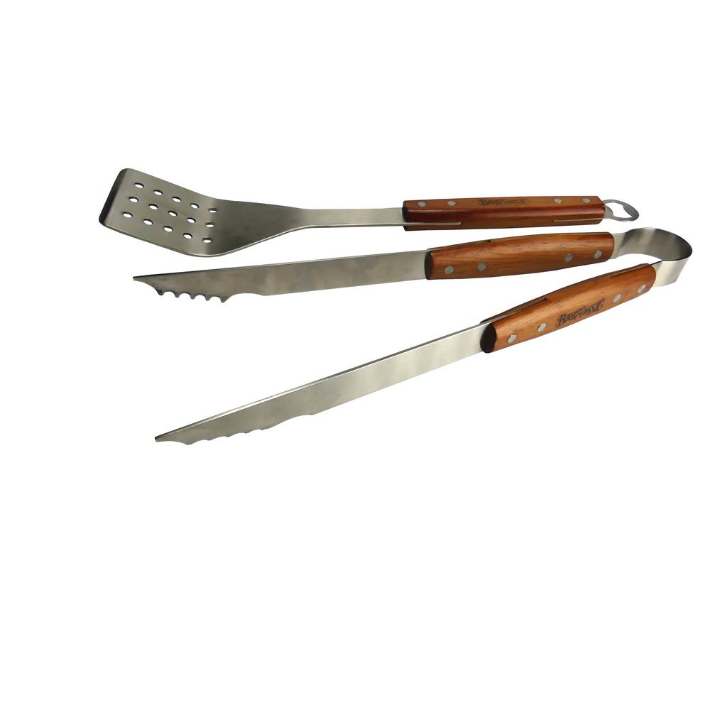 Bayou Classic Stainless Steel Spatula and Tong Set with Hardwood Handles (2-Piece)