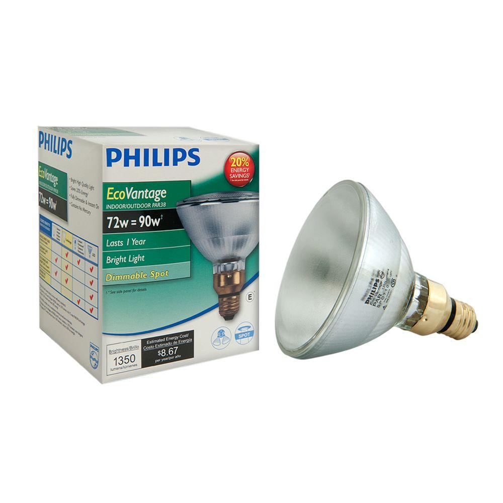 Par38 60 74 9 Philips Light Bulbs Lighting The Home Depot 72 Watt Equivalent Halogen Par38 Indoor Outdoor Spotlight Bulb
