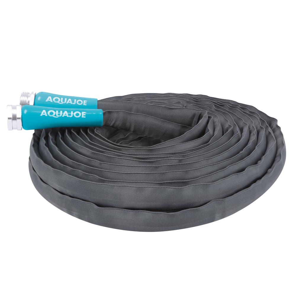 Aqua Joe 1 2 In Dia X 50 Ft Flexible Kink Free Fiberjacket Garden Hose Metal Fittings Ajfjh50 Pro The Home Depot
